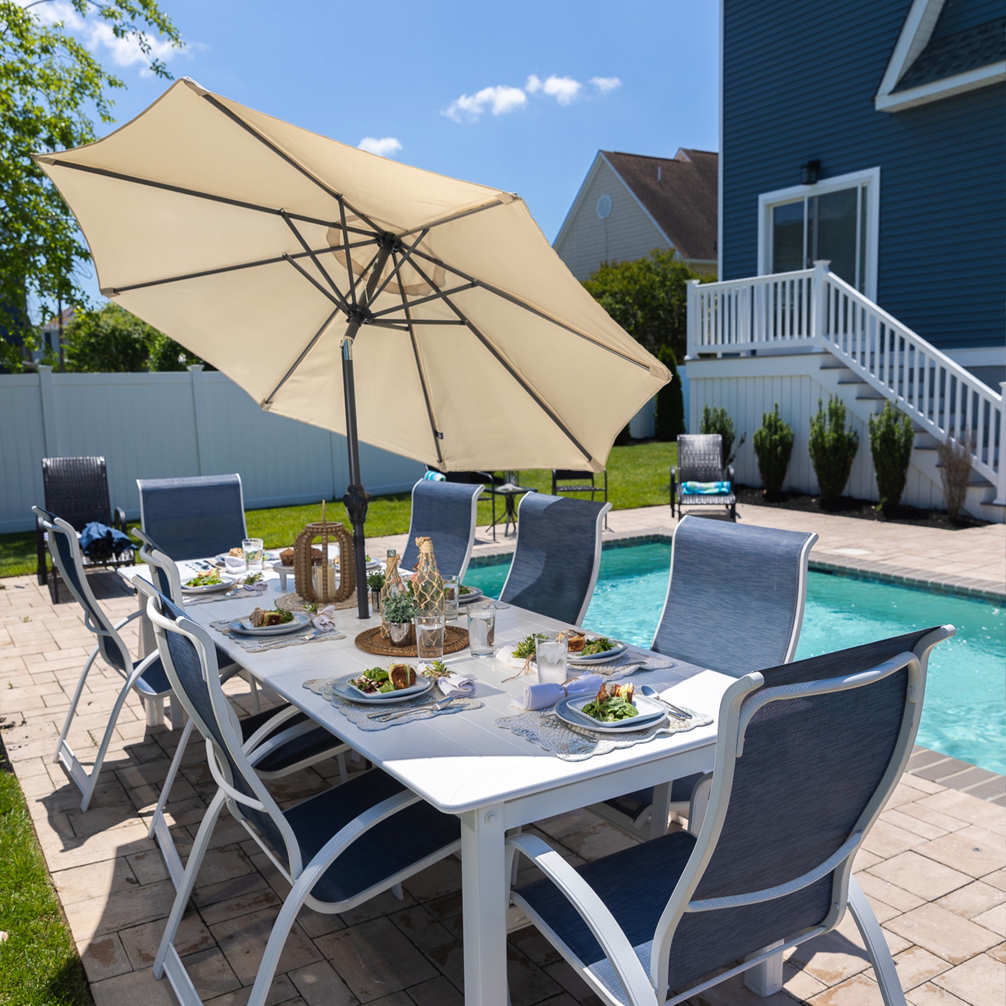 Cabana Life Khaki Round Tilting Patio Umbrella, Fade Resistant