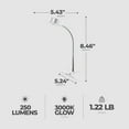 thumbnail image 2 of Open Box Globe Electric 8.46" 5W 250 Lumens LED Goose Neck Clip Lamp, White, 2 of 8
