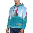 thumbnail image 3 of Fotbe Men's Hoodie with Lighthouse Sea Port Pattern - Kangaroo Pocket Pullover Hooded Sweatshirt, Perfect for Daily Wear, Travel, and Home-X-Large, 3 of 7