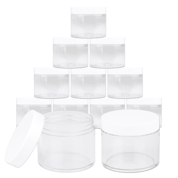 2oz/60g/60ml High Quality Acrylic Leak Proof Clear Container Jars with White Lids 12pcs