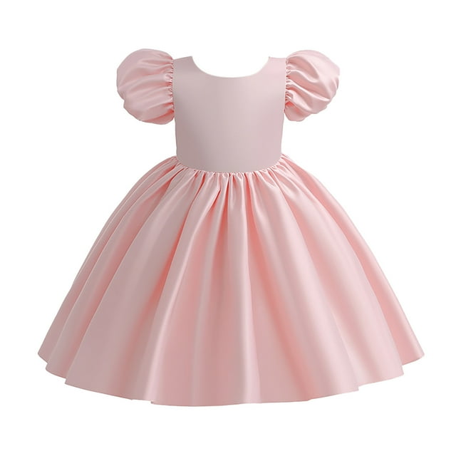 MIASHUI Robes de Demoiselle d'Honneur Manches à Volants Robe de Princesse Petites/grandes Filles Robe de Bal de Fête de Mariage, Rose, 4-5 Ans