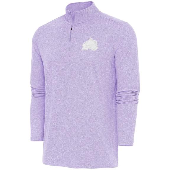 Men's Antigua Lavender Colorado Avalanche White Logo Hunk Quarter-Zip Pullover