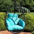 thumbnail image 4 of Sunnydaze Penelope Resin Wicker Egg Hanging Chair with Cushions, Turquoise, 4 of 7