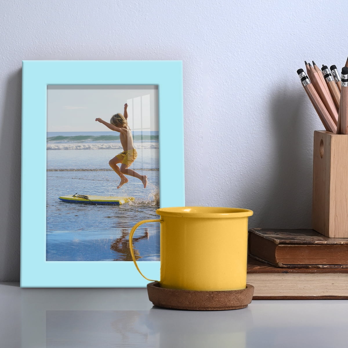Modern Real Wood 4x6 inch Picture Frame in Blue