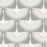 Tempaper FE4023 Feather Flock Removable Peel and Stick Wallpaper, 28 sq. ft, Chalk