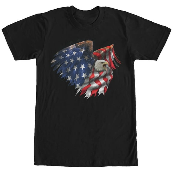 Men's Lost Gods Bald Eagle American Flag  Graphic Tee Black Small