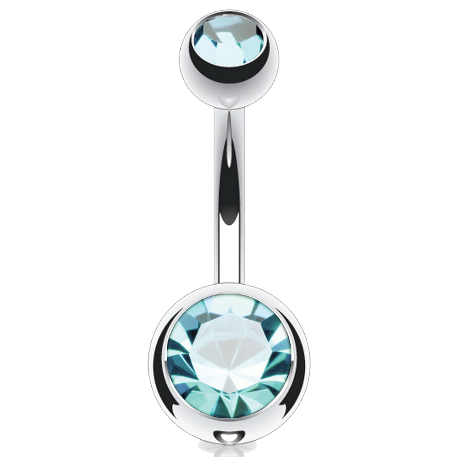 14g 7/16" E-Z Piercing 4mm/6mm Crystal Jewel One-Step-Down-Threaded Belly Ring