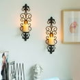 thumbnail image 4 of Candelabros de pared para sala de estar 1 pieza de candelabros de metal para velas de té de pilar Decoraciones de montaje en pared negras vintage con Diseño de arte moderno para pared, baño, comedor, 4 of 5