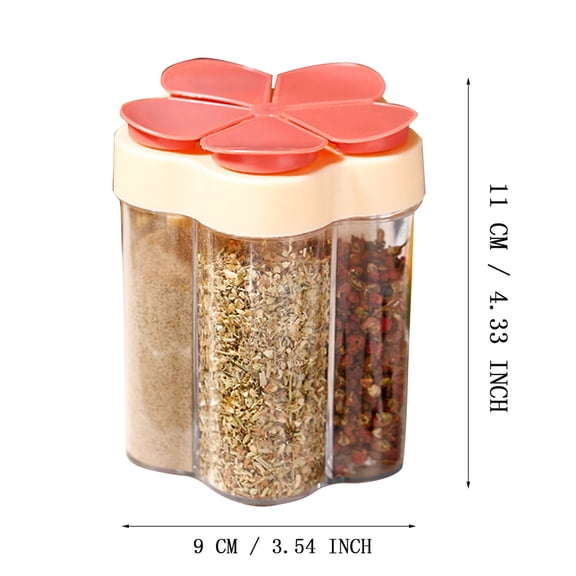 5 in 1 Spice Containers, Multi-Spice Dispenser, Portable Travel Seasoning Condiment Containers, Salt Pepper Spice Shaker with Lid and Labels Clear Container Jars