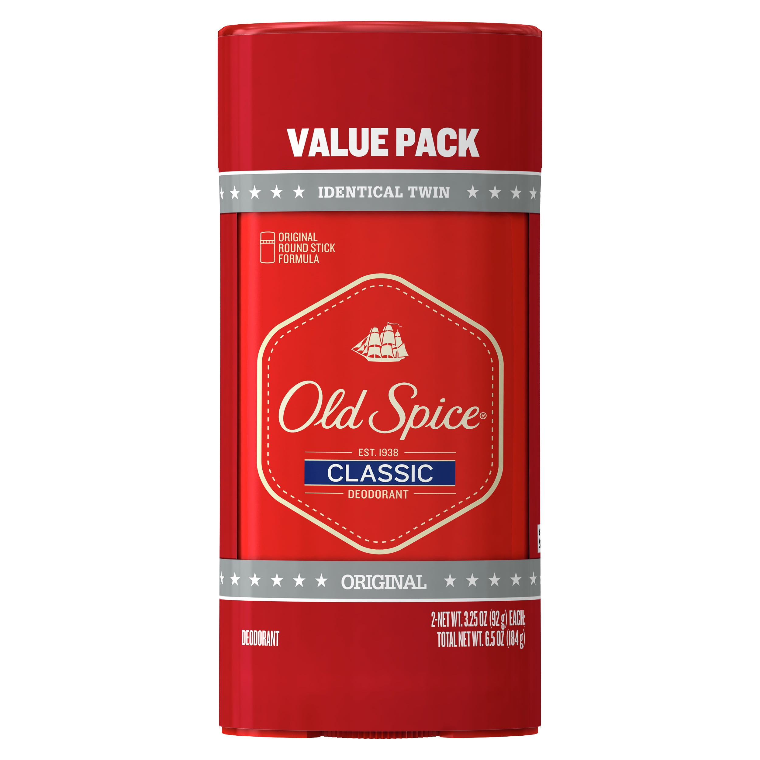 Old Spice Classic Original Scent Deodorant for Men, 3.25 oz, Twin Pack
