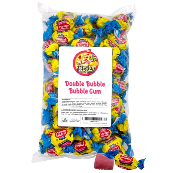 Dubble Bubble Original Flavor Gum - 1 Pound Individually Wrapped Bubble Gum - Chewing Bubble Gum (Approx. 70 Pieces) - Holiday Candy