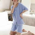 thumbnail image 2 of Diufon 2pc Womens Loungewear Sets V Neck Short Sleeve Tees Elastic Waist Shorts Pajama Sets, 2 of 3