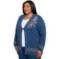 thumbnail image 3 of Alfred Dunner Womens Plus-Size Embroidered Flower Long Sleeve Cardigan, 3 of 4