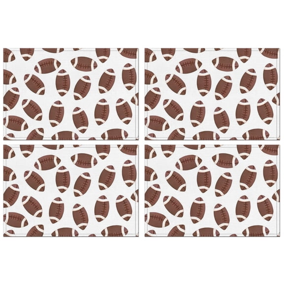 Brown Footballs Pattern Summer Placemats Table Placemats Set Of 4-Linen Kitchen Washable Placemats Table Mats 11.8"x17.7"Non-Slip Heat Resistant
