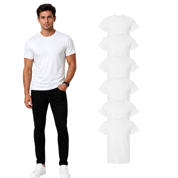 Gildan Ultra Cotton Men's T-Shirt, Short Sleeve Crew Neck, Solid White 6-Pack, Classic Tee S