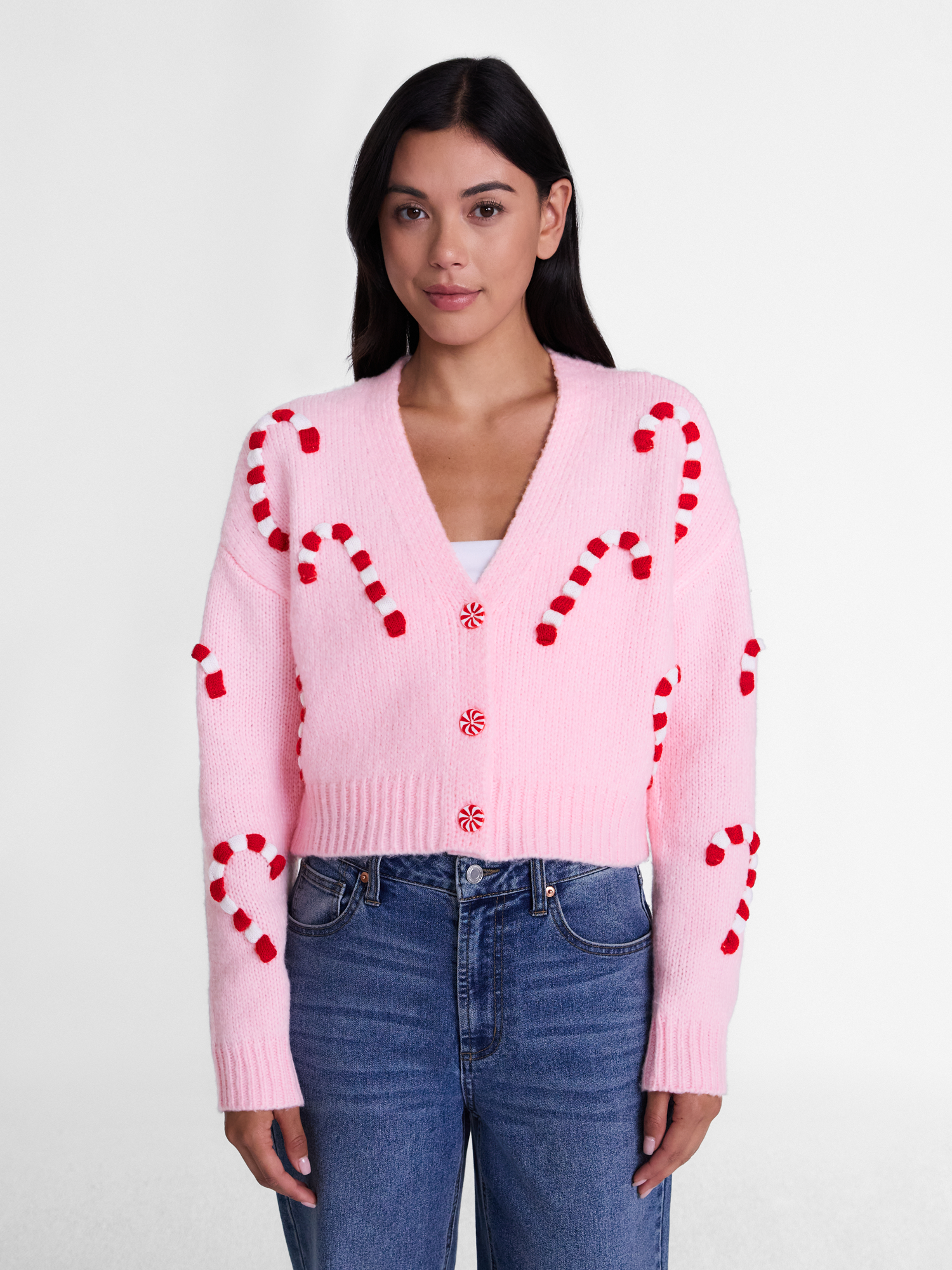 Holiday Time Women's Christmas Candy Cane Cardigan photo 1