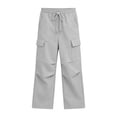 thumbnail image 7 of Boys Cargo Sweatpants Teen Casual Relaxed Fit Joggers with Multi-Pockets Elastic Waist Drawstring Lightweight Tactical Pants for Hiking School, 7 of 7