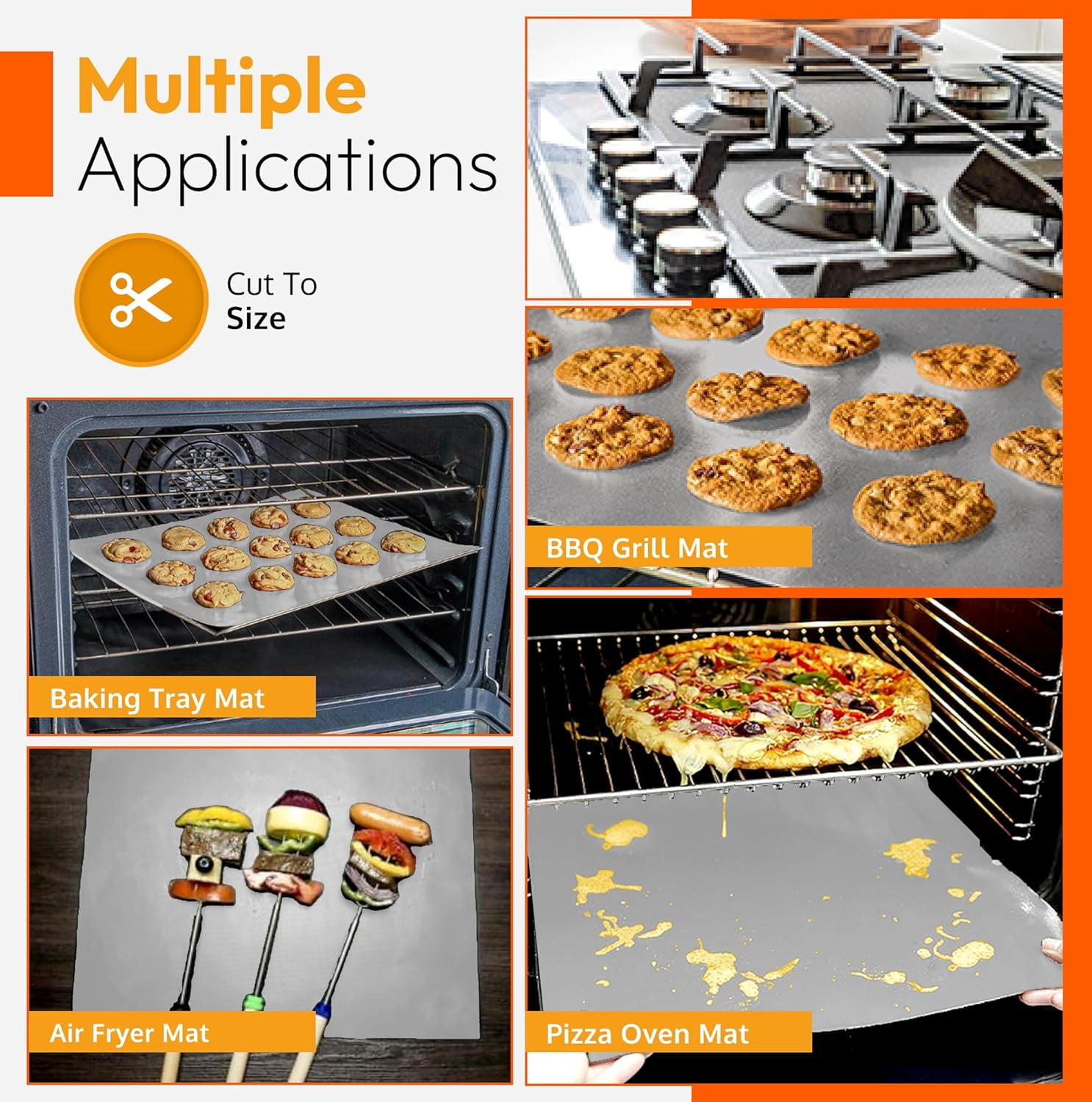 Oven Liners for Bottom of Oven, Silver 17" X 25" - Premium Large Thick Mats, Heavy Duty Liner for Bottom of Electric Range, Gas Range, Microwave, Etc. - Non Stick Teflon Mats (4-pack)