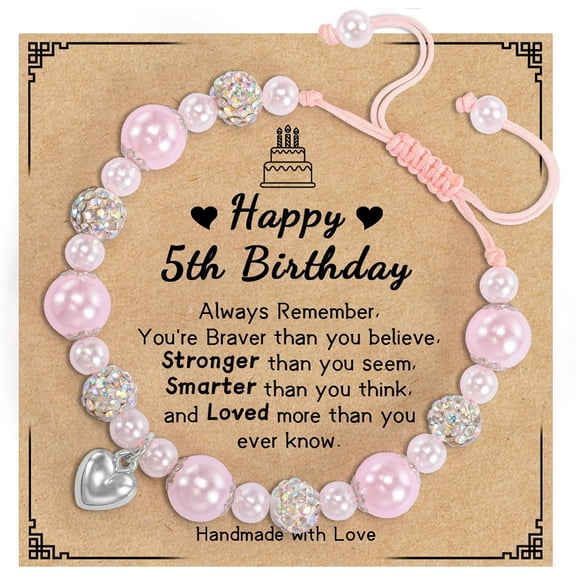 Happy Birthday Bracelet Gifts for 5-7 Year Old, Natural Stone Bracelets Birthday Gifts Ideas for Age 5 to 7 Daughter Granddaughter Niece