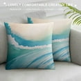 thumbnail image 3 of COMIO Beach Watercolor Blue Pillow Covers Sea Ocean Nature Scenery Decorative Throw Pillows Pillowcase Square Cushion Case for Couch Sofa Bed Bedroom Car Living Room,Blue, 3 of 5