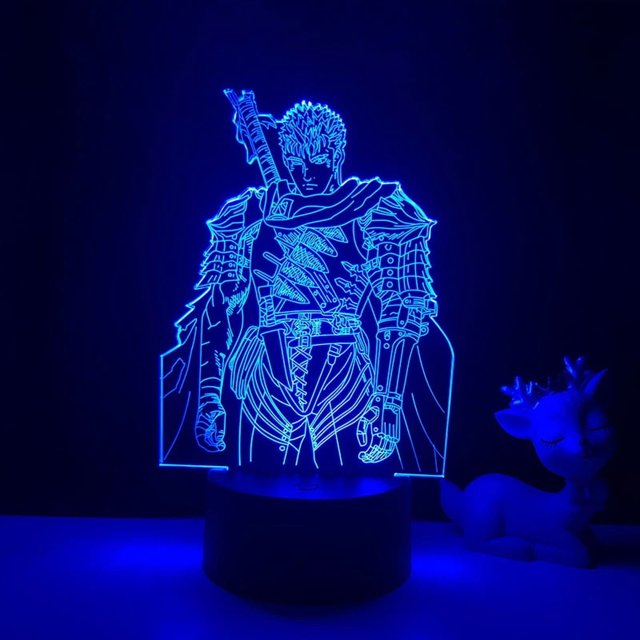 Luz nocturna LED 3D Berserks Guts que cambia de color para niños