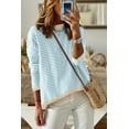 thumbnail image 2 of Women's Striped Pullover Sweater Winter Warm Knitted Top Casual Color Block Long Sleeve Crewneck Striped Sweaters Cotton Slim Fit Knit Pullover Tops Fall Winter, 2 of 6