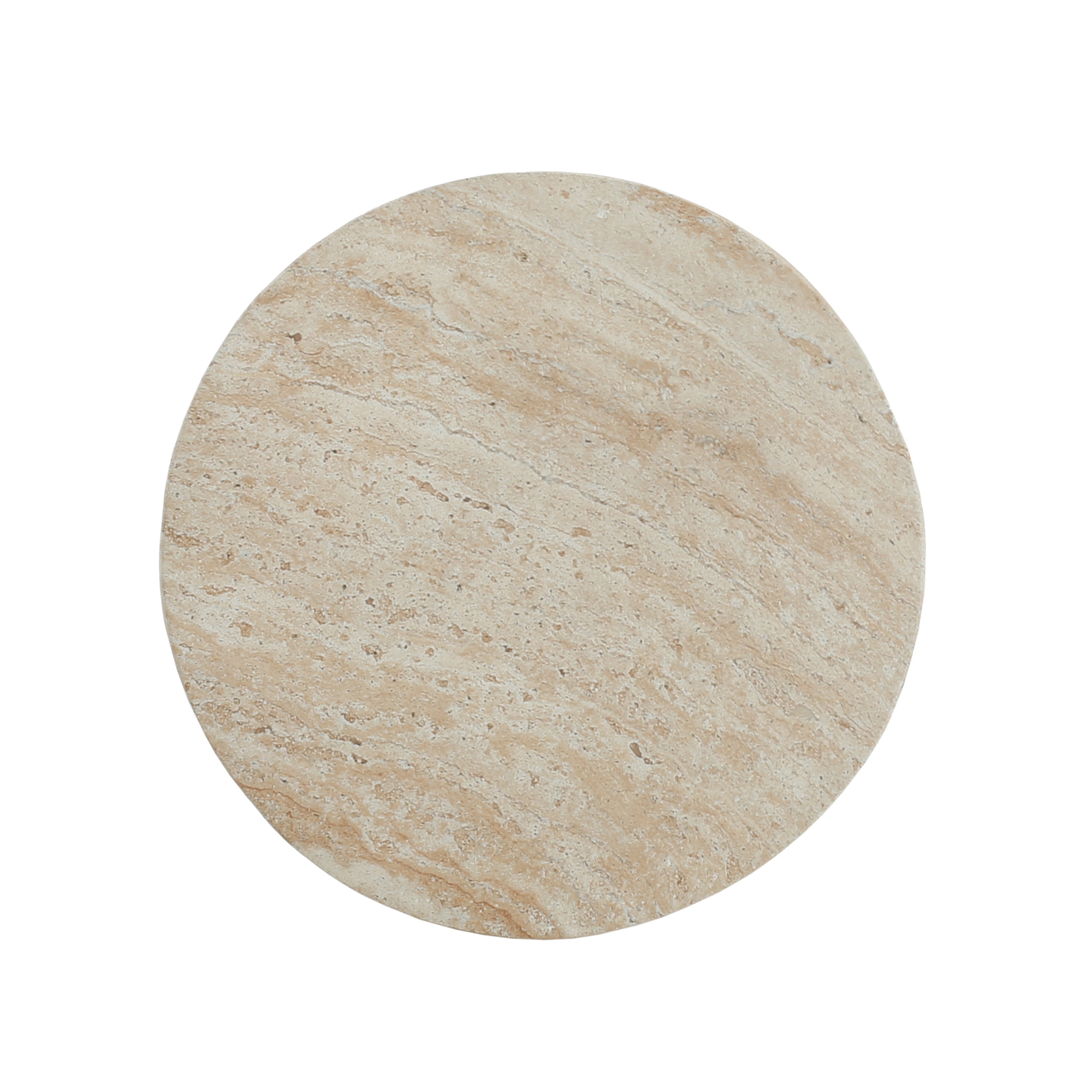 Euroco 16.75"H Outdoor Travertine Concrete Side Table,Round End Table for Patio,Garden, Living Room,Beige