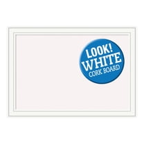 Amanti Art White Cork Board Wood Framed Craftsman White Bulletin Board 41 in. x 29 in.
