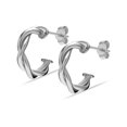 thumbnail image 3 of Charmsy 14K White Gold Plated 925 Sterling Silver Post Hoop Earrings for Women | Small Twisted C Hoops Earring | Size 15mm, 3 of 5