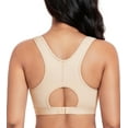 thumbnail image 2 of Exerin Women's Post Surgery Front Closure Wireless Non Padded Adjustable Wide Strap Bra(32D/DD,Beige), 2 of 7