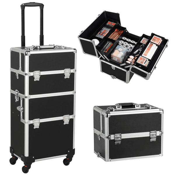 Yaheetech Rolling Aluminum in Cosmetic Case Trolley Makeup