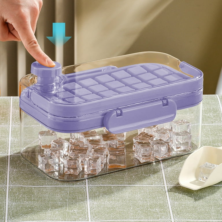 Ice Trays, Ice Cubes Tray With Lid And Bin,32 Pcs Ice Cubes Molds
