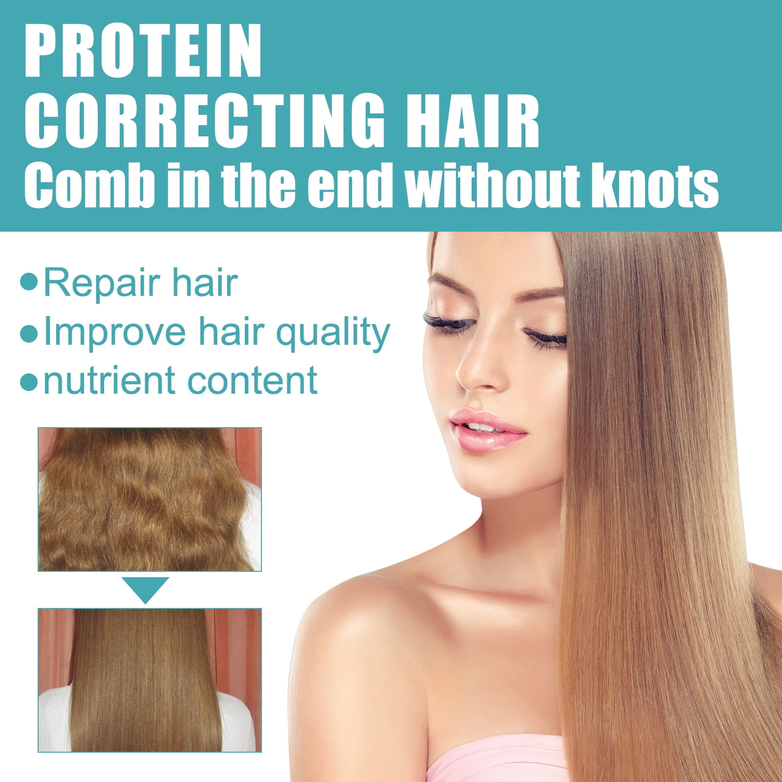 Alvantor Protein Hair Correction Straightening Cream - Smoothing Frizz Repair Treatment, 2fl.oz