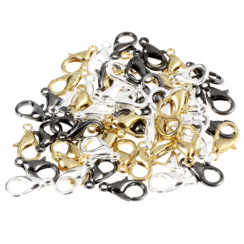 60Piece Mix Lobster Claw Clasps for Jewelry Making 12mm Silver Gold