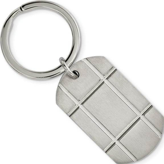 Stainless Steel Brushed Grooved Key Ring (73.29 X 25.5) Made In China srk148