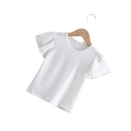 

Casual Solid Round Neck Short Sleeve White Toddler Girls T-Shirts (Girl s)
