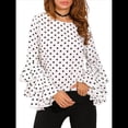 thumbnail image 1 of Blusa de con Mangas Acampanadas y Lunares para Mujer, Talla Grande, con Mangas Plegadas XL, 1 of 7