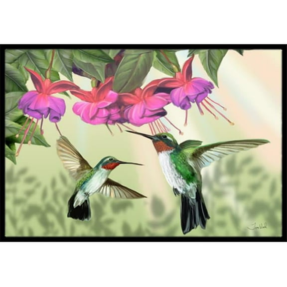 Fuchsia And Hummingbirds Indoor & Outdoor Mat, 24 x 36 in.