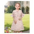 thumbnail image 4 of Sunny Fashion Girls Floral Chiffon Dress Short Flutter Sleeve Ruffle Neckline Elastic Waist Summer Dresses 5 Years, 4 of 7