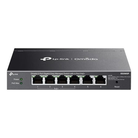 TP-Link Omada ES206GP V1 - Switch - managed - 4 x 10/100/1000 (PoE )   2 x 10/100/1000 - desktop, wall-mountable - PoE  (65 W)