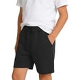 thumbnail image 4 of IYTR Boys Shorts Summer Solid Color Casual Oversized Comfy Elastic Waist Baseball Basketball Short Pants with Pockets Black 3-4Years, 4 of 6