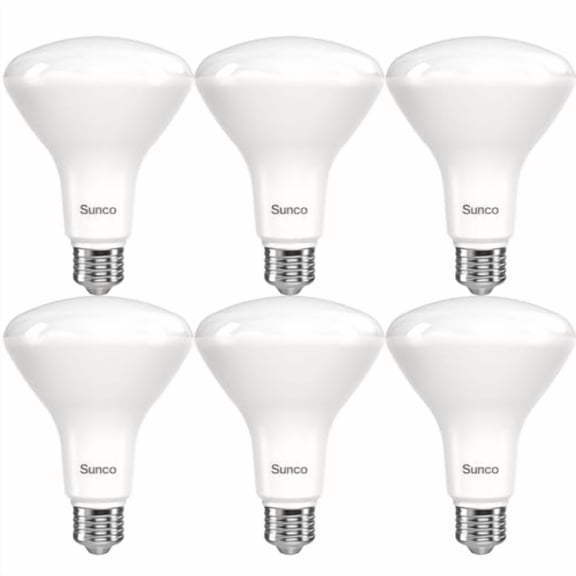 Sunco 6 Pack BR30 LED Bulb, High Output Flood Light, E26, 11W=65W, 5000K