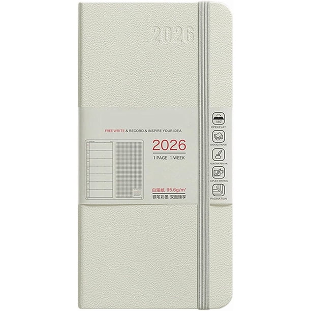 Planificador semanal y mensual 2026 con papel grueso, tapa dura, establecimiento de objetivos, tamaño de viaje para trabajo, escuela y organización diaria