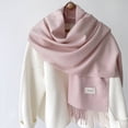 thumbnail image 3 of Luna&Dolphin Women Winter Solid Color Scarf Imitation Cashmere Soft Brown White Warm Knitted Woolen Ins Neck Pashmina Big Shawl, 3 of 5