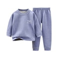 thumbnail image 2 of Kids Boys Girls Loungewear Sets Thermal Warm Underwear Set Comfy Home Wear Long Sleeve Tops And Elastic Waisted Bottoms Pants 2 Piece Fall Winter Outfit Clothes Blue 7-8 Years, 2 of 7