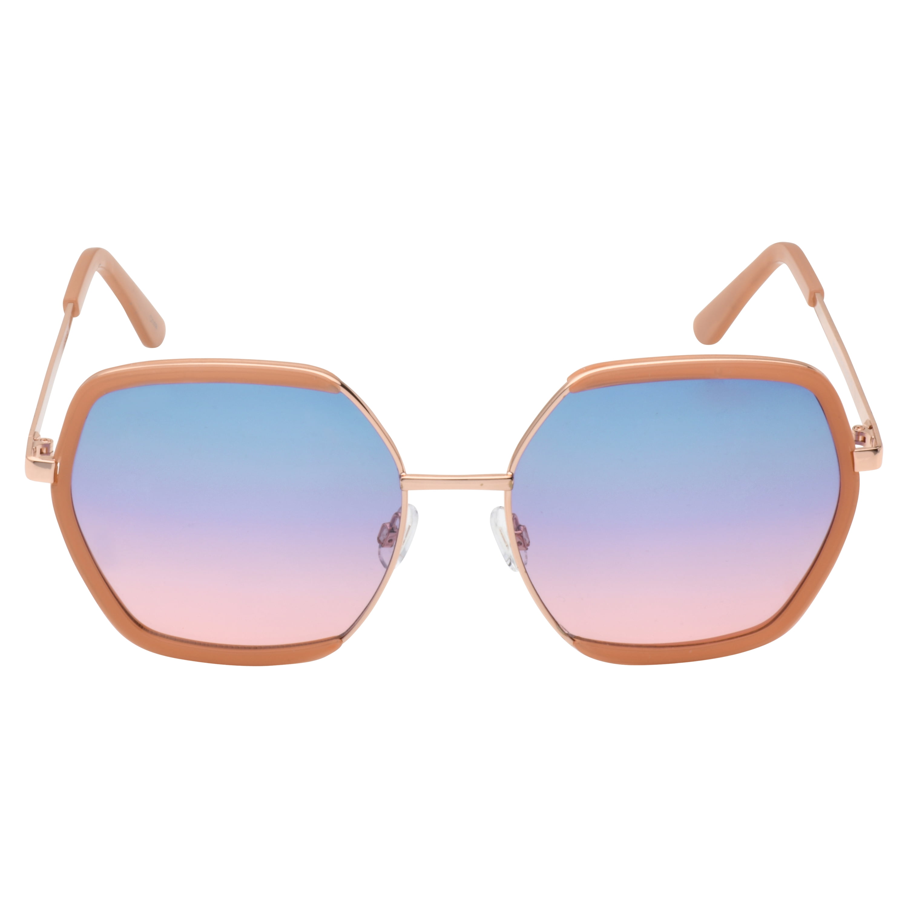 Nanette Lepore Women's NN382 Metal UV400 Protective Geometric Hexagonal Fashion Sunglasses, 63mm