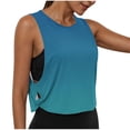 thumbnail image 3 of YHAJDS Women's Workout Tank Top Random Print Side Mesh Round Neck Sleeveless Beach Run, 3 of 9
