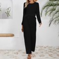 thumbnail image 2 of MSJUHEG Two Piece Outfits Summer Linen Pants Women Womens Two Piece Sets Summer Travel Outfits for Women Sweatsuit Lounge Set Womens Linen Sets for Women 2 Piece Matching Sets for Women Black L, 2 of 6