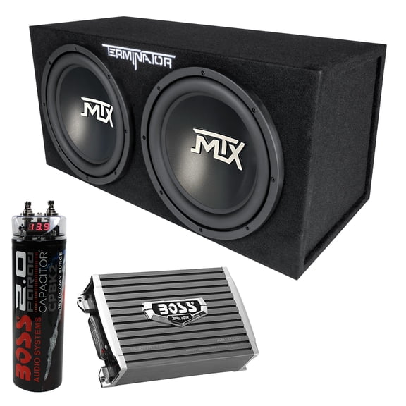 MTX TNE212D 12" 1200W Dual Loaded Subwoofer Box   1500W Amplifier   Capacitor
