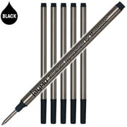 Jaymo Replacement for Montblanc 105158 - Measures 4.44 in / 113 mm Long - Rollerball Pen Refill - 6 Black